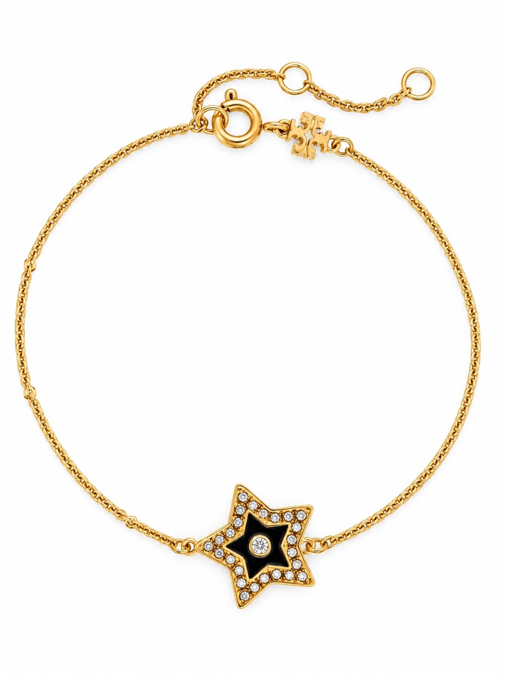 Tory Burch Kira Star Chain Bracelet in Black/Gold